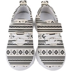 Black And White Aztec Kids  Velcro Strap Shoes by tmsartbazaar