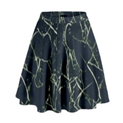 Neon Silhouette Leaves Print Pattern High Waist Skirt by dflcprintsclothing
