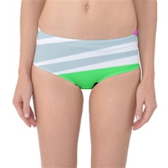 Dots And Lines, Mixed Shapes Pattern, Colorful Abstract Design Mid-waist Bikini Bottoms by Casemiro