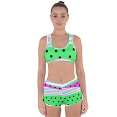 Dots And Lines, Mixed Shapes Pattern, Colorful Abstract Design Racerback Boyleg Bikini Set by Casemiro