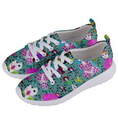 Blue Denim And Drawings Daisies Aqua Women s Lightweight Sports Shoes by snowwhitegirl