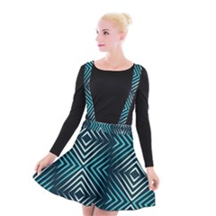 Blue Motif Design Suspender Skater Skirt by tmsartbazaar