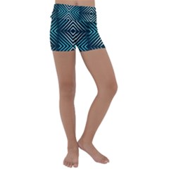 Blue Motif Design Kids  Lightweight Velour Yoga Shorts by tmsartbazaar