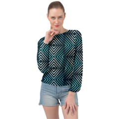 Blue Motif Design Banded Bottom Chiffon Top by tmsartbazaar