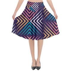 Vintage Motif Design Flared Midi Skirt by tmsartbazaar