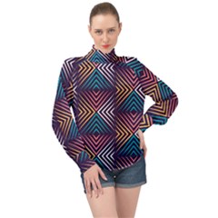 Vintage Motif Design High Neck Long Sleeve Chiffon Top by tmsartbazaar