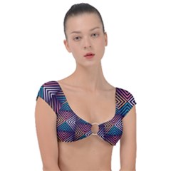 Vintage Motif Design Cap Sleeve Ring Bikini Top by tmsartbazaar