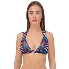 Vintage Motif Design Double Strap Halter Bikini Top by tmsartbazaar