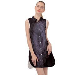 Fractal Flowers Sleeveless Shirt Dress by Sparkle