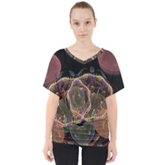 Fractal Geometry V-neck Dolman Drape Top by Sparkle