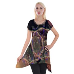 Fractal Geometry Short Sleeve Side Drop Tunic by Sparkle