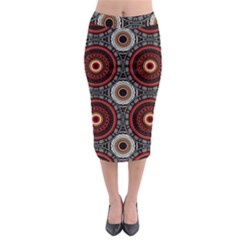 Tribal Aztec Mandala Art Midi Pencil Skirt by tmsartbazaar