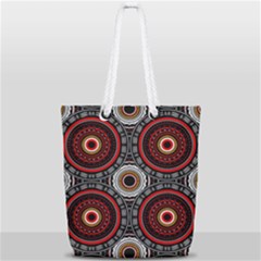 Tribal Aztec Mandala Art Full Print Rope Handle Tote (small) by tmsartbazaar