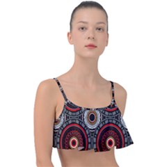 Tribal Aztec Mandala Art Frill Bikini Top by tmsartbazaar