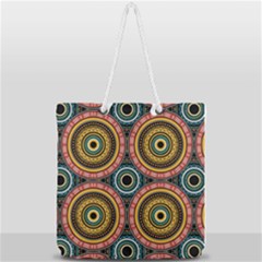 Aztec Multicolor Mandala Full Print Rope Handle Tote (large) by tmsartbazaar