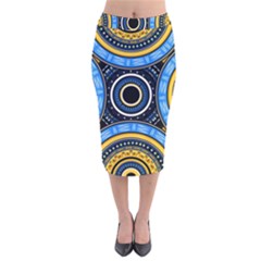 Tribal Zentangle Art Velvet Midi Pencil Skirt by tmsartbazaar