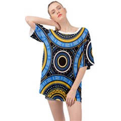 Tribal Zentangle Art Oversized Chiffon Top by tmsartbazaar