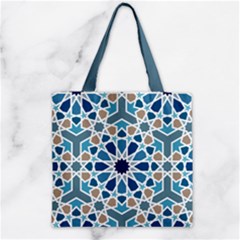 Arabic Geometric Design Pattern  Zipper Grocery Tote Bag by LoolyElzayat