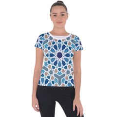 Arabic Geometric Design Pattern  Short Sleeve Sports Top  by LoolyElzayat