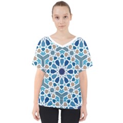 Arabic Geometric Design Pattern  V-neck Dolman Drape Top by LoolyElzayat
