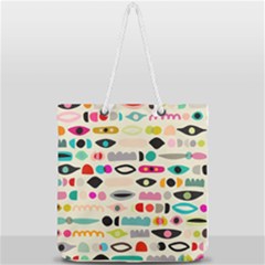 Scandinavian Folk Art Eye Spy Full Print Rope Handle Tote (large) by andStretch
