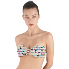 Scandinavian Folk Art Eye Spy Twist Bandeau Bikini Top by andStretch