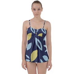 Laser Lemon Navy Babydoll Tankini Set by andStretch