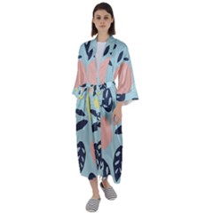 Orchard Fruits Maxi Satin Kimono by andStretch