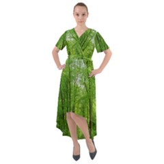 In The Forest The Fullness Of Spring, Green, Front Wrap High Low Dress by MartinsMysteriousPhotographerShop