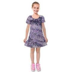 Flowers Branches Purple Kids  Short Sleeve Velvet Dress by DinkovaArt