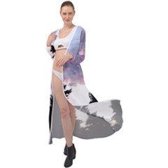 Colorful Overcast, Pink,violet,gray,black Maxi Chiffon Beach Wrap by MartinsMysteriousPhotographerShop