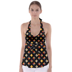 Geometric Diamond Tile Babydoll Tankini Top by tmsartbazaar