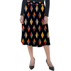 Geometric Diamond Tile Classic Velour Midi Skirt  by tmsartbazaar