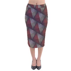 Abstract Zigzag Motif Velvet Midi Pencil Skirt by tmsartbazaar