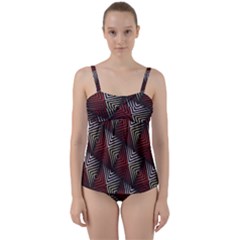 Abstract Zigzag Motif Twist Front Tankini Set by tmsartbazaar