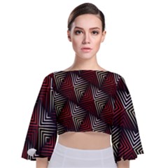 Abstract Zigzag Motif Tie Back Butterfly Sleeve Chiffon Top by tmsartbazaar