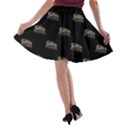 Dinosaur Skeleton Head Motif Pattern A-line Skater Skirt View2