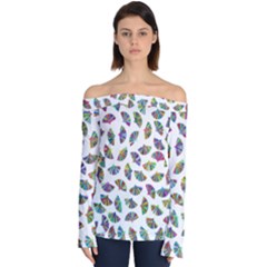 Folding Fan Background Wallpaper Off Shoulder Long Sleeve Top by HermanTelo