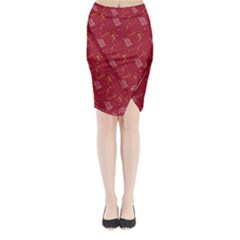 African Folk Tribal Art Midi Wrap Pencil Skirt by tmsartbazaar