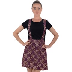 Golden Pentagram Velvet Suspender Skater Skirt by Angelandspot