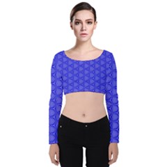 Blue-monday Velvet Long Sleeve Crop Top by roseblue