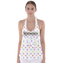 Multicolored Hands Silhouette Motif Design Babydoll Tankini Top by dflcprintsclothing
