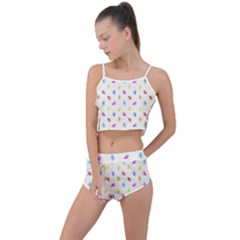 Multicolored Hands Silhouette Motif Design Summer Cropped Co-ord Set by dflcprintsclothing
