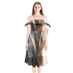 Geometry Diamond Shoulder Tie Bardot Midi Dress by Sparkle
