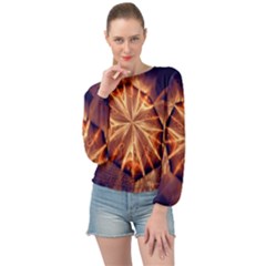 Sun Fractal Banded Bottom Chiffon Top by Sparkle