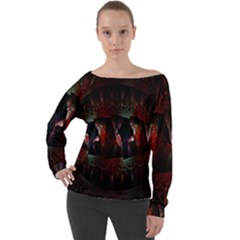 Twist Flower Off Shoulder Long Sleeve Velour Top by Sparkle