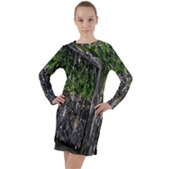 Green Glitter Squre Long Sleeve Hoodie Dress by Sparkle