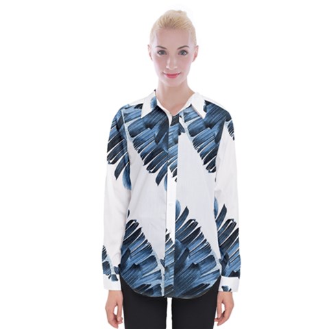 Blue Banana Leaves Womens Long Sleeve Shirt by goljakoff