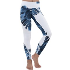 Blue Banana Leaves Kids  Lightweight Velour Classic Yoga Leggings by goljakoff