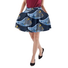 Queen Fish Doodle Art A-line Pocket Skirt by tmsartbazaar